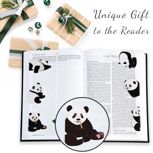 Magnetic Panda Bookmark for Women, 6 Pieces Assorted Cute Book Markers Clip Set, Reading Accessories Birthday Gifts, Book Mark for Book Lovers