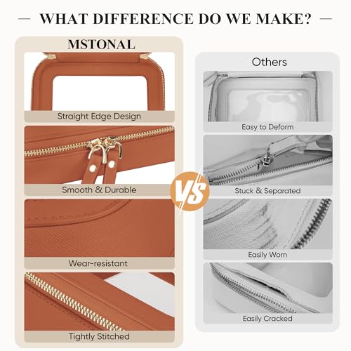 2 Pack Brown Clear Makeup Bags for Fall, Medium & Mini - color: Brown, size: Mini+Medium