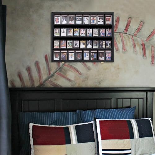 VERANI 36 Graded Sports Baseball Card Display Case Wall Mount Black 3PC - size: Large-Horizontal-Black-3Pack