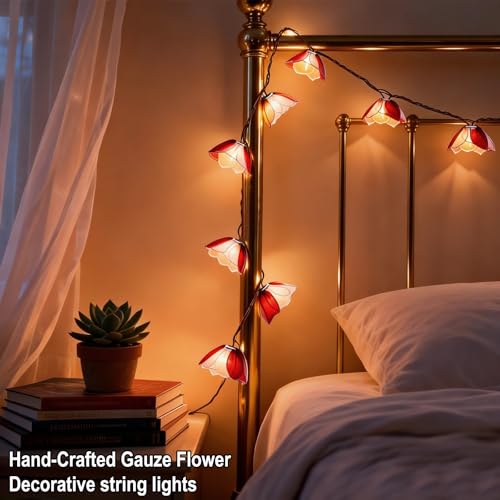 TWINKVILLA Decorative String Lights Plug in with 10 Bulbs, Flower Garland Fairy Lights Connectable Weatherproof Outdoor Indoor for Wedding Pergola Bedroom Porch Floral Home Decor (Purple White) - color: Purple White