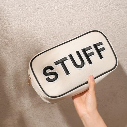 uekeboag Canvas Chenille Letter Stuff Makeup Bag(01Black-Stuff) - color: Black Stuff