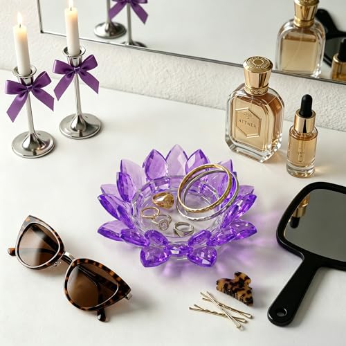 Crystal Flower Jewelry Tray, 1, 6.3" Purple - size: 6.3"(W)- Purple