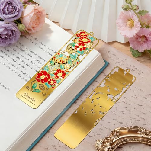 Kinsound Flower Book Marks with Tassel for Reading Women, Pretty Cute Hollow Butterfly Book Markers for Women, Kids,Teachers, Students, Reading Accessories Gifts for Book Lovers（3PCS-Style B） - style: Flower B