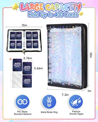 4 Pocket Card Binder for Boys, Cute A5 Clear Kpop Photocard Binder - color: A Black, size: 4-Pocket