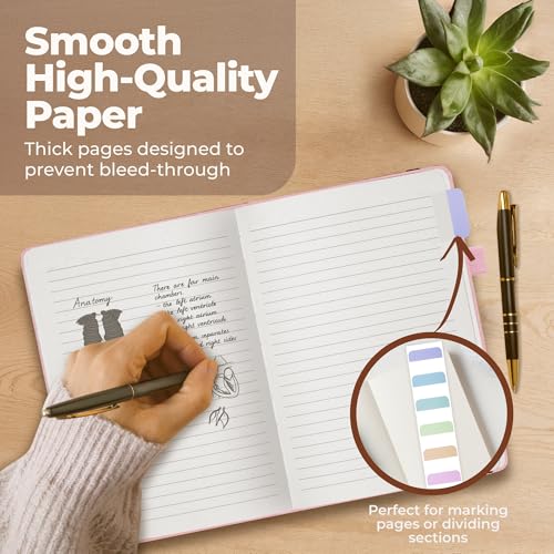 Lined Leather Bound Journal Notebook, A5 Hardcover Journals for Women Pink - color: Pink, size: A5 300 Pages