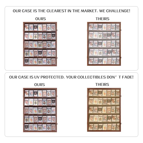 VERANI 35 Graded Sports Baseball Card Display Case Wall Mount Walnut - size: Large-Vertical-Walnut-Blacklock
