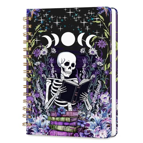 Lined Spiral Journal Notebook for Work A5, 160 Pages, Skull Head - color: Skull Head