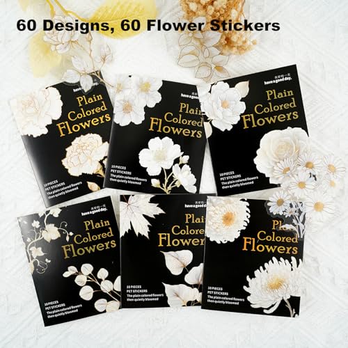 60 Pcs Gold Foil Floral Stickers for Scrapbooking and Journaling - color: Subtle Blooms