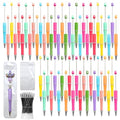 300 Pieces DIY Beadable Pens Kit - 100 plastic Beadable Pens Bulk, Refills & pen bags Included - Beaded Pens Black Ink Ballpoint Cute Pens（Bright） - color: Macaron, size: 100