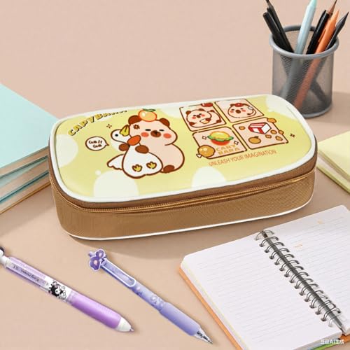 Capybara Pencil Case, Large Kawaii Pen Pouch for School and Office - style: Goose Capybara