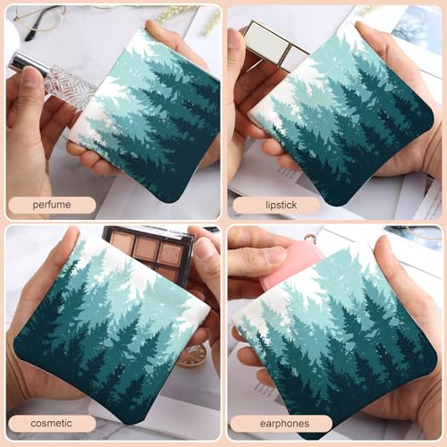 2Pcs PU Leather Small Squeeze Coin Purse Pouch Mini coin Bag Unique And Cute Wallet Cosmetic Bags Change Bag For Women Girls Men （Green Forest L - color: Green Forest L