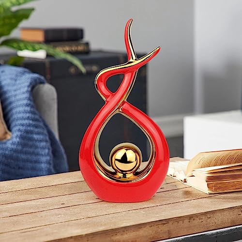 Norrclp Home Decor Modern Abstract Art Ceramic Statue Table Decor (Large) - color: Red and Gold, size: Large