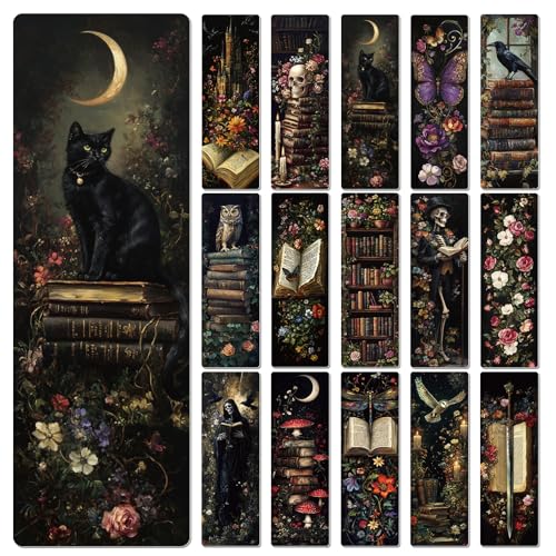 120 Pcs Dark Academia Bookmarks Gothic Flower Book Page Marks Gift - color: Dark Academia