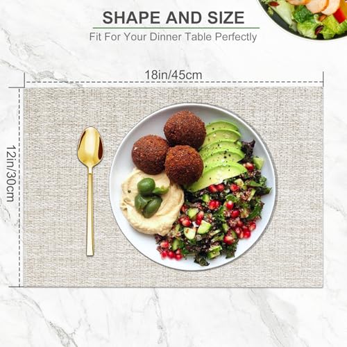 BETEAM Placemats Set of 4, Woven Place mats for Dining Table, Beige White - color: Beige White, size: 4 Pcs