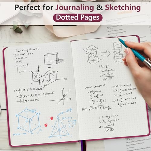 Dotted Journal 5.9"×8.5", 160 Pages Dot Grid Notebook, Bullet Journaling - color: Wine red, size: Dotted Page