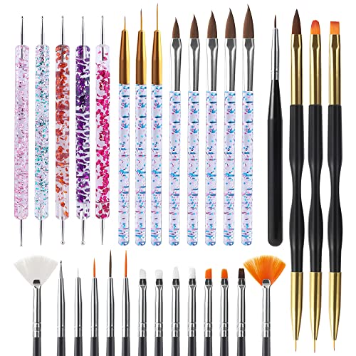 Artdone 31pcs Nail Art Brushes Tools Set Dotting Tools for Gel Polish - color: 31Pcs
