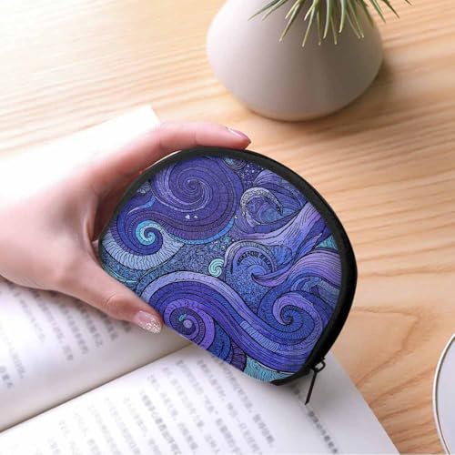 IBILIU Small Coin Purse Ocean Inspired Graphic Paisley Swirled Mini Wallet Coin Pouch Change Purse For Women Men - color: Coinp-007