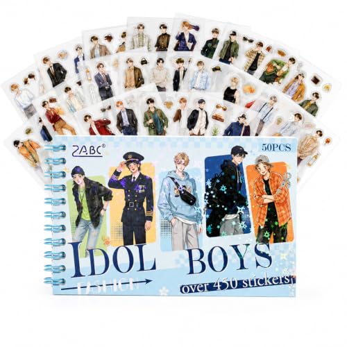 Men Character Sticker Book for Journaling, 50 Sheets PET Stickers - color: 50 Sheets Men Sticker Book