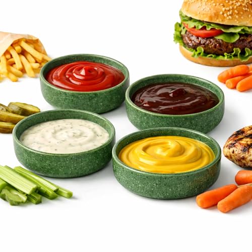 Dipping Bowls Set of 4, 2462°F High-Fired Ceramic Small Bowls for Dips, Olive Oil & Sauce, Elevates Table Setting, Idea for BBQ,Afternoon Tea,Entertaining,Housewarming & Holiday Gifts - color: Green