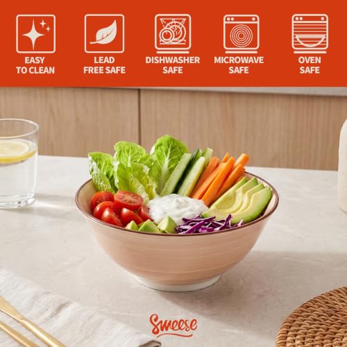 Sweese 18 oz Ceramic Soup Bowls Set of 6, Neutral Pasta Bowls for Ramen, Salad, Noodles, Cereal and Soup, Stackable Serving Bowls for Everyday Meals - color: Neutral, size: 18oz (Large)