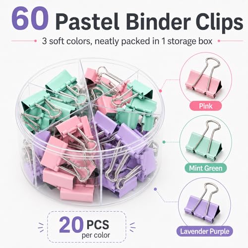 Binder Clips Assorted Sized, Metal Clips for Office, 120 Psc - color: Morandi