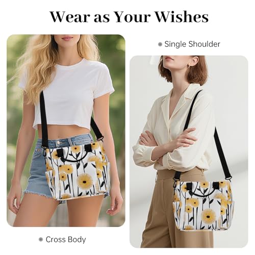 Crossbody Shoulder Bag for Women - Water Resistant Casual Handbag Purse with Multiple Pockets, Adjustable Strap - color: Dandelion