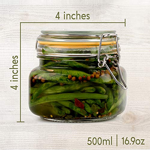 Glass Jar with Airtight Lid 16 oz - size: 16 oz