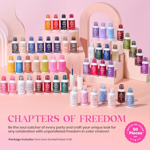 Beetles 50 Colors Gel Liner Nail Polish Set French Tip Nail Art Polish - color: B-Art Painted