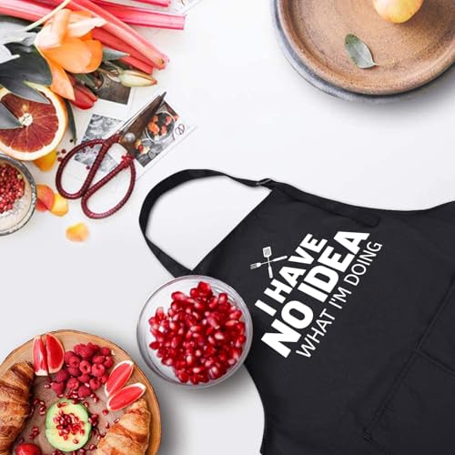 Rosoz Funny BBQ Black Chef Aprons for Men Adjustable Kitchen Cooking Aprons - color: I Have No Idea What I'm