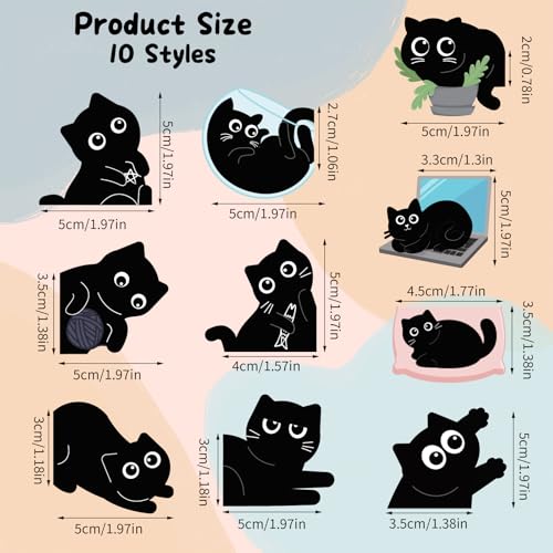 10 Pcs Cute Magnetic Bookmarks for Women, Black Cat Lover Gifts - color: Black Cat