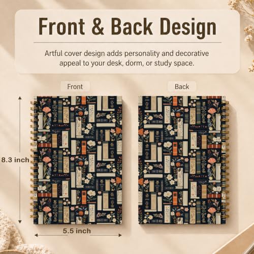 WDXIA Dark Floral Bookshelf Notebook 5.5x8.3 Inch - color: pattern-14