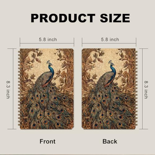 2 Pcs Vintage Floral A5 Peacock Spiral Notebook Journal Peacock Gifts - color: Multicolour 0172