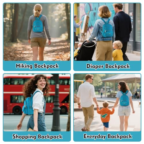 AOTIAN Mini Backpack for Women, Lightweight Sturdy Nylon Small Daypack - color: Mini Wake Blue