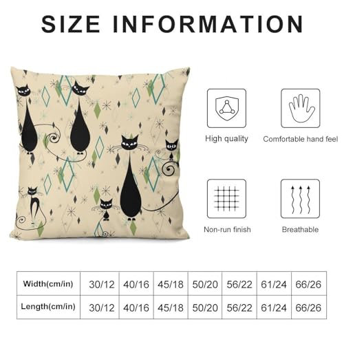 Mid Century Cat Pillow Covers Colorful Abstract Geometric Rhombus Stars Black Cats Home Decor Sofa Bedroom Cushion Outdoor Indoor Decorations 16 "x16 - color: Cat-4, size: 16" x 16" (Pack of 2)