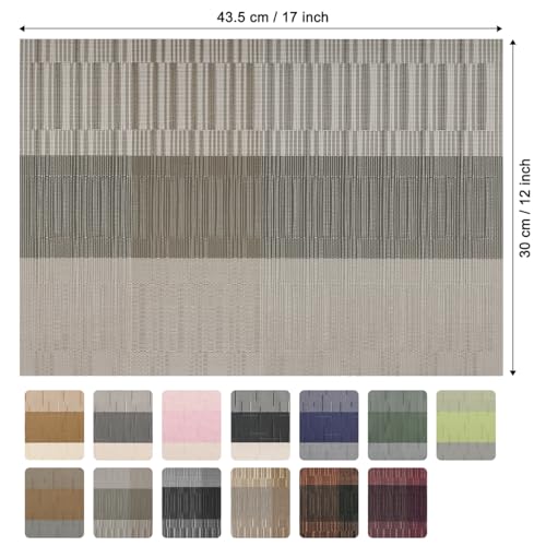 Placemats Set of 4, Vinyl Woven Heat-Resistant Place Mats - color: Gray Dark Gray, size: Set of 4