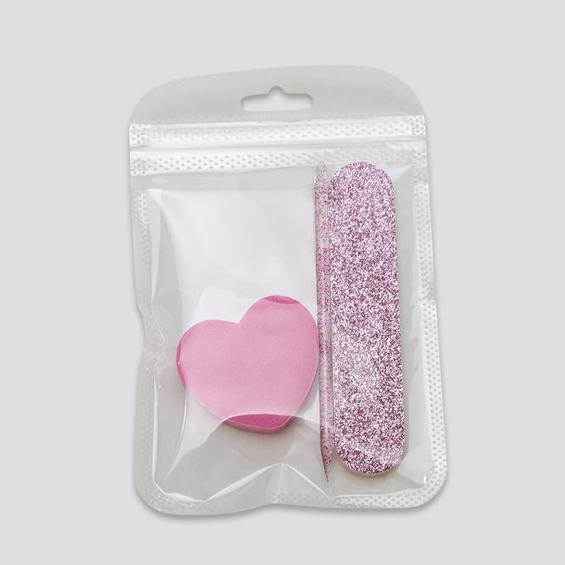 lasenersm 10 Sets 3-in-1 Nail Kit Nail Art Tools Disposable Manicure Kit Individually-Packed Disposable Manicure Kit Nail Art Files Manicure Care Sticks Manicure Sponge for Nail Care Nail Salon, Pink