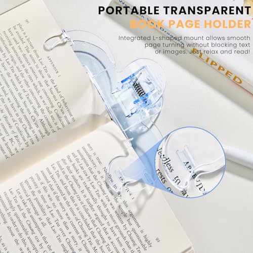 Transparent Book Page Holder for Reading, Large Book Clip, Light Blue - color: Blue