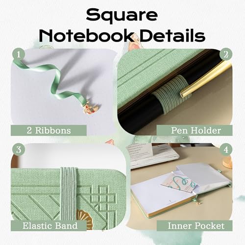 TIEFOSSI Dotted Square Journal Notebook 160 Pages for Women & Men(8 x 8) - color: Green, size: Square-Dotted