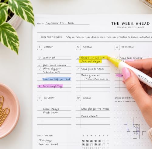 ThreeKin Essential Weekly Planner - 8.5"x11", 52 Tear-Off Sheets, Motivational Design, Goal Setting, Time Management, To-Do Lists, Productivity Organizer, Perfect for Home, Office, Students, Work - size: 8.5" x 11", style: Motivational