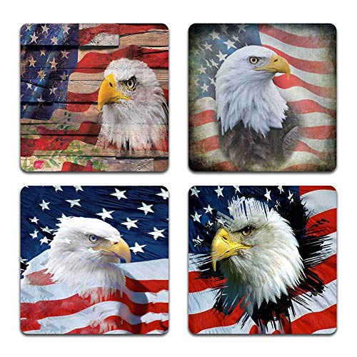 American Eagle Square Coaster Set - Made of Recycled Rubber - Set of 4 - color: American Eagle
