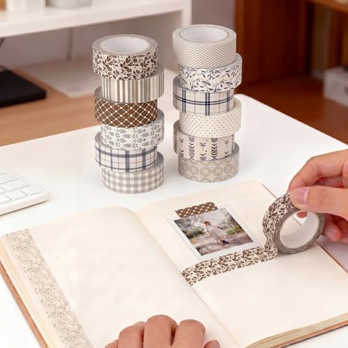 Gueevin 24 Rolls Floral Washi Tapes Set Scrapbook Supplies, Neutral - style: Neutral