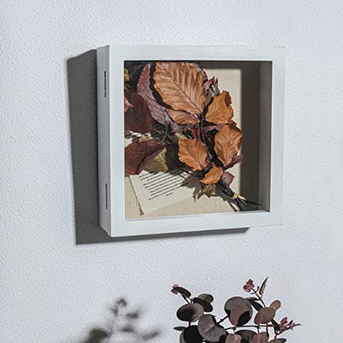 Freezing point Shadow Box Frame 10x10 Shadow Boxes Display Case with Linen Back Memorabilia Awards Medals Bouquet Photos Picture Badge Wedding Memory Box for Keepsakes White Small Pin Board White - color: White, size: 10×10