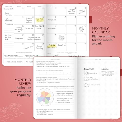 Legend Planner PRO Weekly & Monthly, Large Undated, 7”x10”, Wine Red - color: Wine Red + Gold Foil