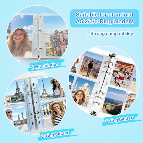 30 Pack 1/2/4 Pocket Card Sleeves for 6/3 Ring A5 Binder, Ultra-Clear Double Sided, Top Loading, Clear Plastic Sleeves for Trading Card, Photocard and Postcards - size: 4&2&1 Pocket(10 each)