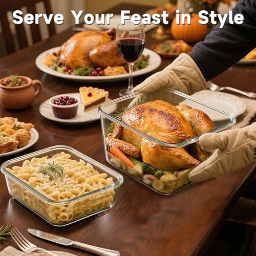 KOMUEE 2 Pack 220oz+76.4oz Extra Large Glass Food Storage Containers Set