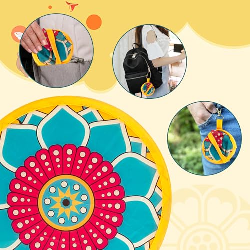 12pcs Mandala Round Foldable Hand Fan Japanese Foldable Fan Style Handheld Compact Cooling Fans,Round Folding Fan for Outdoor Games,Xmas Decoration,Festival,Party Favors,Travel,Events - color: Mandala