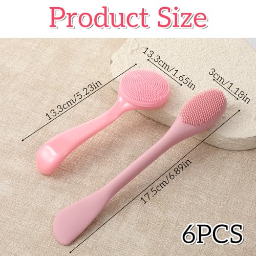 6 Pack Silicone Facial Cleansing Brush, Manual Face Scrub Brush, Waterproof Exfoliating Faces Brushes for Cleansing for Women and Men, Blackheads Makeup, Residues Removal