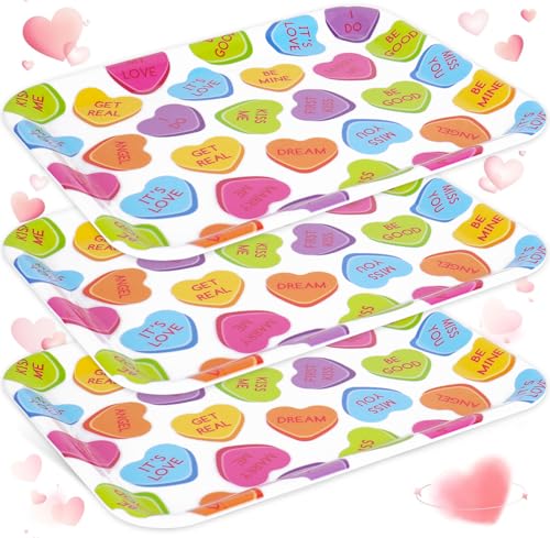 FYSUIMU 3 Pcs Valentine's Day Serving Trays Melamine Platter Conversation Heart Serving Dishes for Party Sharing Snack Fruit Dessert Supplies, 10 x 13 In - style: Conversation Heart