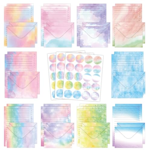 FUNCLASS 160 Pcs Stationery Set Letter and Envelopes Watercolor - color: Watercolor-B