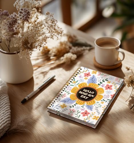 Notebooks Journal For Women-Floral Cute Notebook For Men Friends Gifts On Birthday Christmas Mother's Day,Heart Inspirational Notebook College Ruled Lined Gold Spiral Bound Hardcover,5.8"x8.3" - color: New day